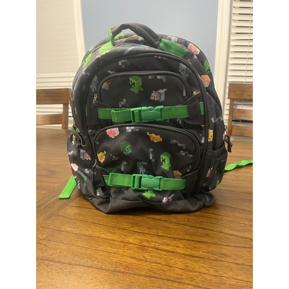 Pottery Barn Kids Minecraft Backpack Gray Green Creeper Character School Bag